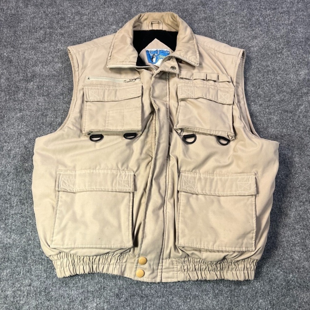 Stag Hill Men's L Utility Safari Vest Beige Gorpcore Outdoor Fishing Hiking